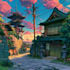 anime style character and background illustration