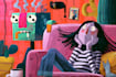 draw a cute and funny cartoon illustration
