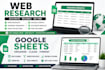 do web research, internet research and data collection