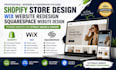 shopify store design wix website redesign sqaurespace website design