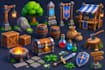 make 2d game assets, objects, icons, props and items