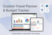 create digital custom travel planner, travel budget tracker in google sheets