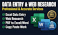 do professional data entry, web research, and PDF work
