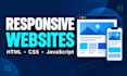 build a responsive HTML CSS javascript landing page or website
