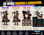 create spine 2d character rigging for 2d game animation, indie games, vtuber rig