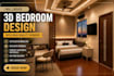 create a 3d bedroom design with high quality renders
