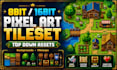 do 8bit 16bit pixel art tileset background 2d top down game assets tilemap