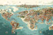 draw vector map and illustration