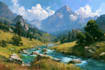 paint landscape in real oil painting