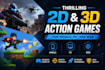 develop thrilling 2d and 3d action games for mobile, PC, and web