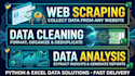 do web scraping, data cleaning, and data analysis