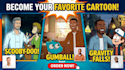 create a scene with your favorite cartoon and character