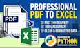 convert PDF to excel, extract data and clean datasets using python