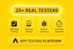 provide 12 testers google play testers android app testing beta testing
