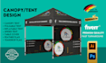 design trade show booth, banner, backdrop, canopy tent