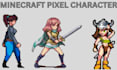draw minecraft pixel art character, game sprite, texture pack, npc and icons