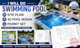 do swimming pool site plan, 3d pool design, permit set