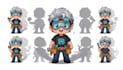 draw kawaii chibi worker mascot character with your profession