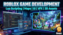 develop custom roblox game, rpg, scripting, maps, UI, gui, vfx, and 3d assets