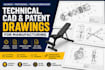 create technical drawings and patent drawings for manufacturing