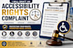 draft an accessibility rights complaint