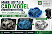 make editable cad model by reverse engineering with geomagic dx, 3d scan to cad