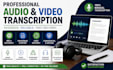 transcribe audio, video, podcasts, interviews, and youtube transcripts