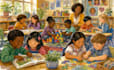 illustrate educational childrens books with diverse characters