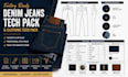 create factory ready denim jeans tech pack and clothing tech pack