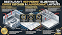 restaurant mep permit ready blueprint ghost kitchen laundromat cafe layout plan
