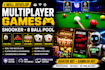 create 8 ball pool, snooker, slot, blackjack and card games