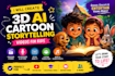 make high quality 3d ai cartoon storytelling animations