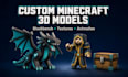 create custom minecraft blockbench 3d model, animation and textures