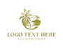 draw custom beach logo mascot or tropical resort badge