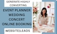 design event planner, wedding, concert and online booking website