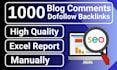 make 1000 dofollow blog comments backlinks