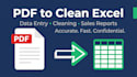 convert PDF sales reports to excel with data cleaning and analysis