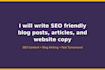 write SEO friendly blog posts articles and website copy