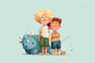 draw a cute and funny cartoon illustration