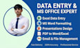 do  ms office , pdf to excel data entry ,copy paste,data scraping,email leads