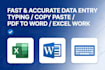 do fast and accurate data entry typing and copy paste work