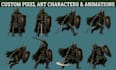 create pixel art character design pixel sprite sheet, asset pixel art animation