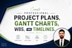 create professional project plans, gantt charts, wbs, and timelines