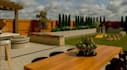 plan modern backyard landscape with custom 3d hardscaping, residential gardens