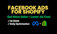 setup and manage facebook ads for shopify sales and roas