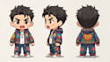 design cute chibi character turnaround sheet