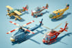 draw aircraft, airplane, helicopter into a vector cartoon