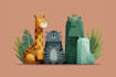 draw cute animals illustration and cartoon character