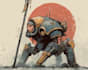 create a grimdark warhammer style character illustration