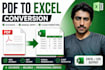 manually convert PDF to excel with accurate formatting